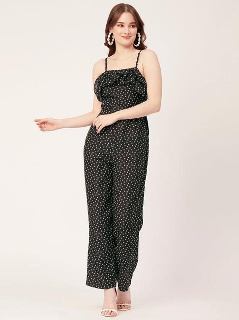 moomaya black & white floral print jumpsuit