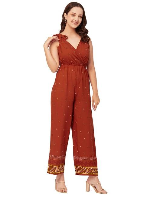 moomaya rust printed jumpsuit