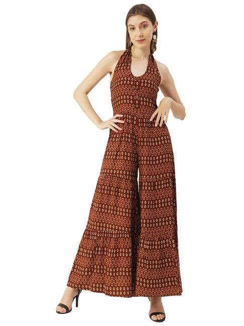 moomaya brown printed jumpsuit