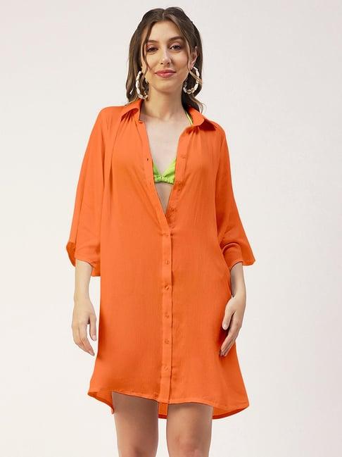 moomaya orange regular fit shirt