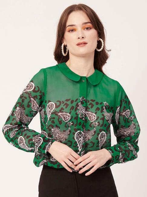 moomaya green printed shirt