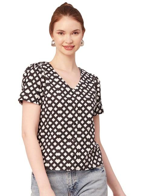 moomaya black & white cotton printed shirt