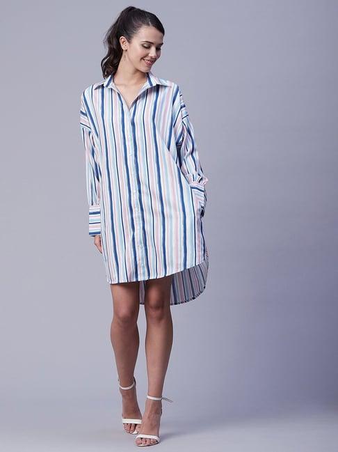 moomaya multicolor striped t-shirt dress