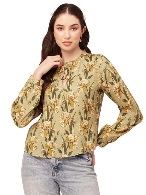 moomaya light green floral print top