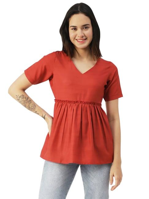 moomaya red regular fit tunic