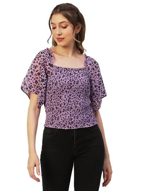 moomaya lavender & black floral print top