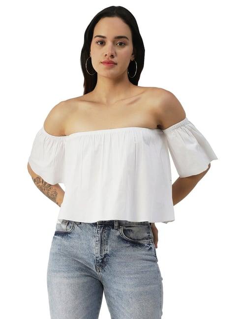 moomaya white cotton regular fit top