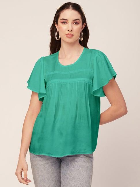 moomaya sea green regular fit top