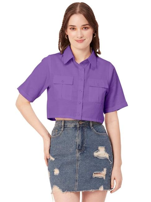 moomaya purple regular fit crop top