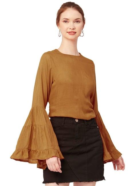 moomaya brown regular fit top