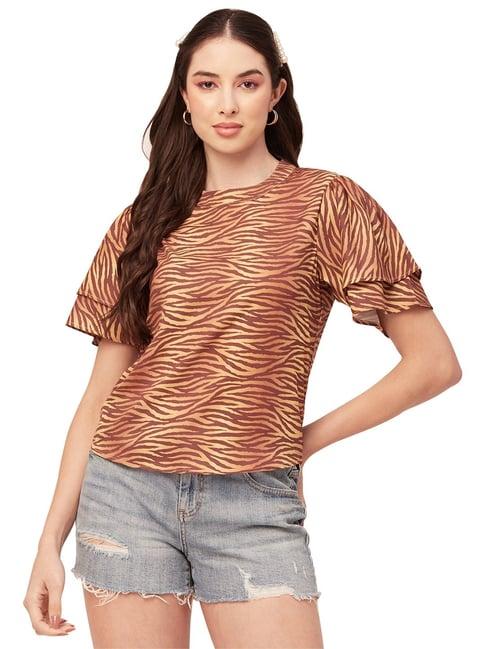 moomaya brown printed top