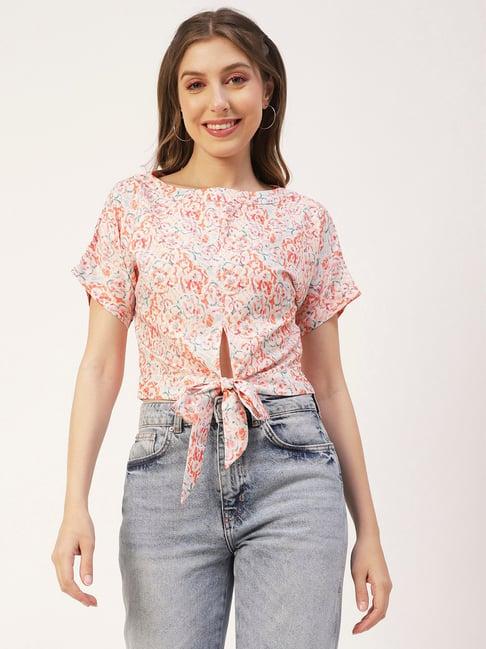 moomaya orange floral print top