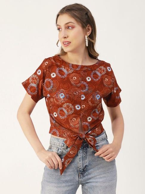 moomaya rust printed crop top