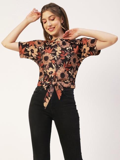 moomaya black floral print top