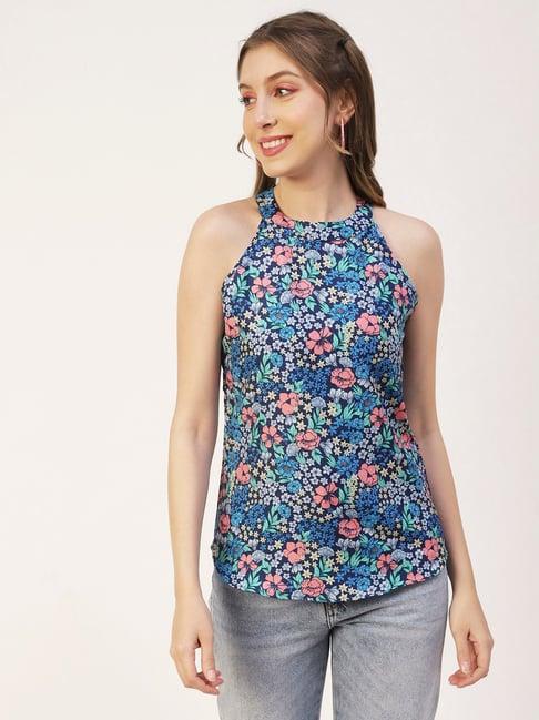 moomaya blue floral print top