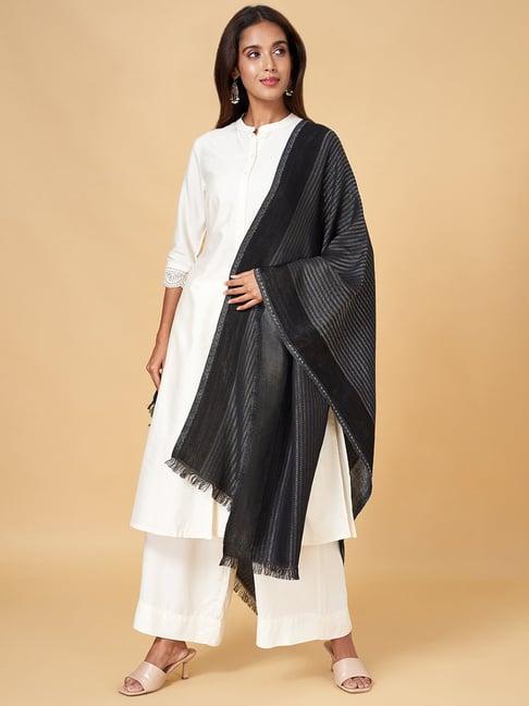 rangmanch by pantaloons grey striped shawl