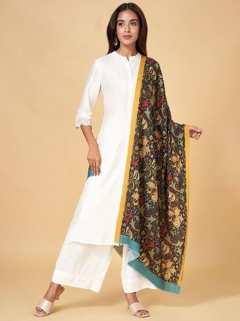 rangmanch by pantaloons yellow printed shawl