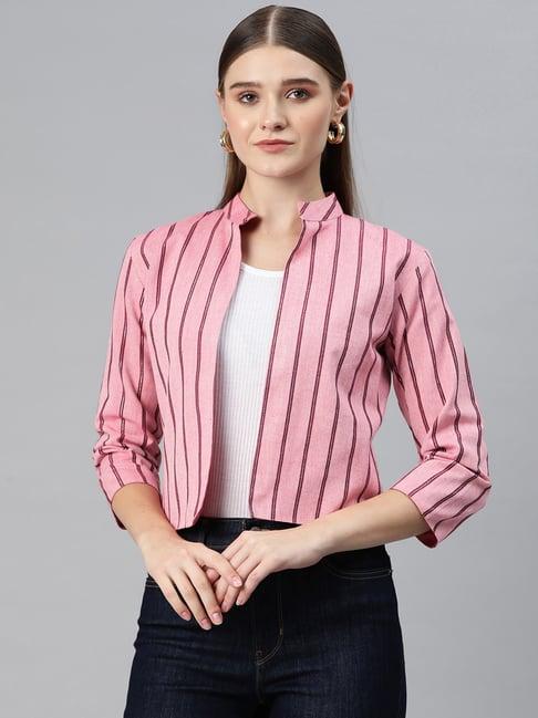 cottinfab pink cotton striped jacket