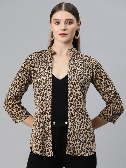 cottinfab beige animal print shrug