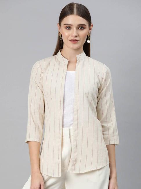 cottinfab off white striped shrug