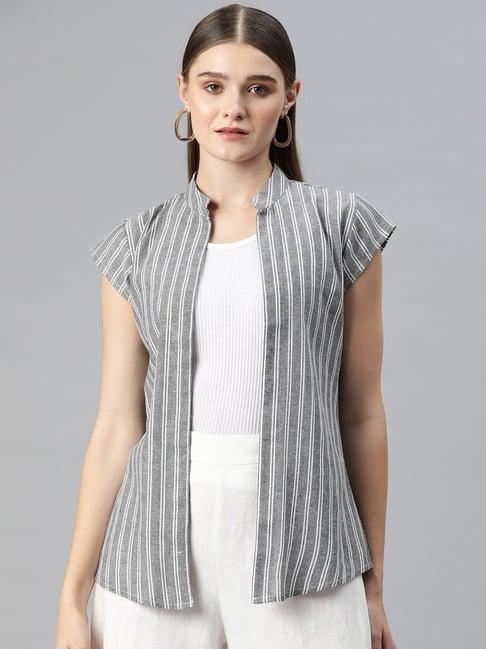 cottinfab grey striped shrug