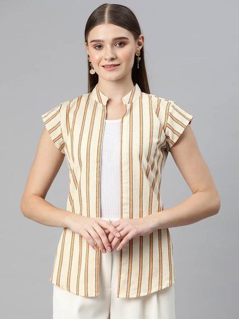 cottinfab off white striped shrug