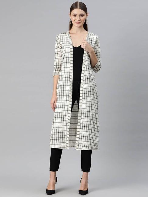 cottinfab white check long shrug