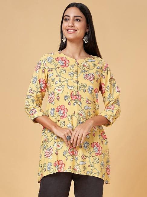 rangmanch by pantaloons yellow floral print tunic