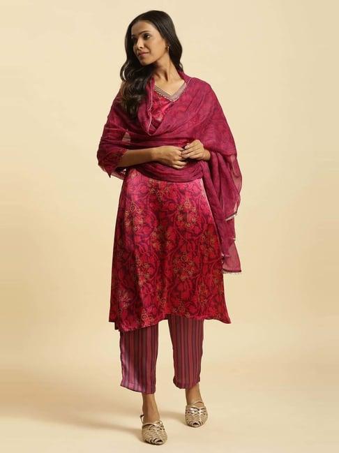 w purple printed dupatta