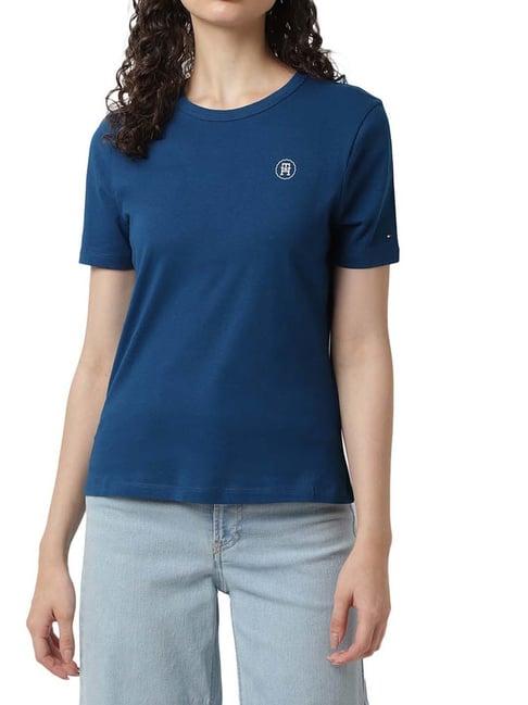 tommy hilfiger deep indigo solid slim fit t-shirt