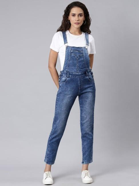 showoff blue denim midi dungaree