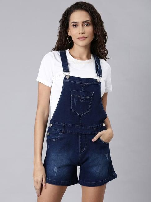 showoff dark blue denim mini dungaree