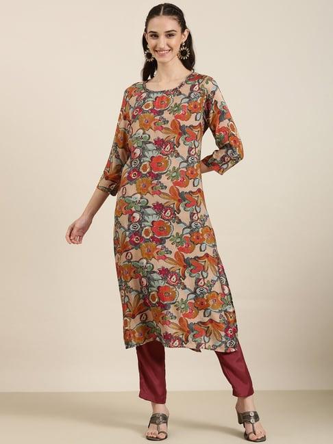 showoff multicolor embellished kurta with pants