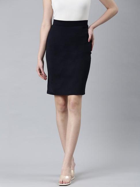 showoff navy above knee skirt