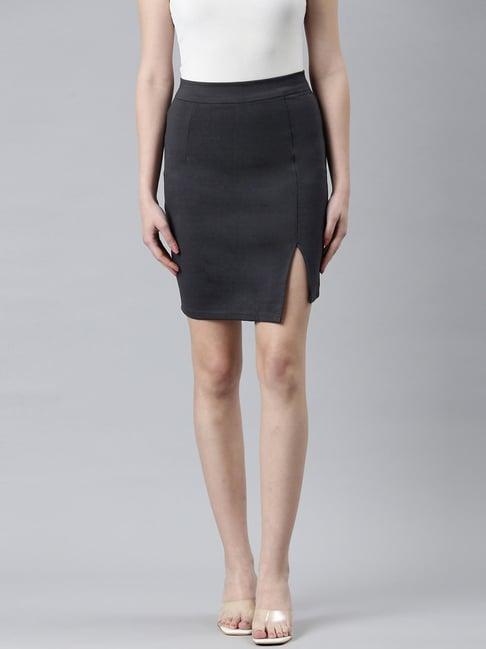 showoff dark grey above knee skirt