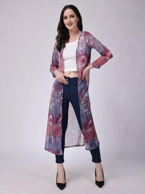 scorpius multicolor floral print long shrug