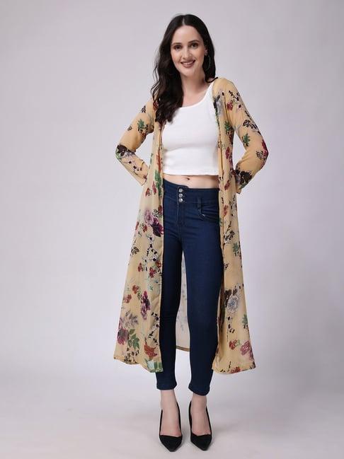 scorpius yellow floral print long shrug