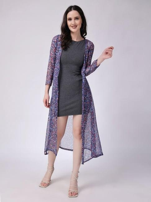 scorpius purple floral print long shrug