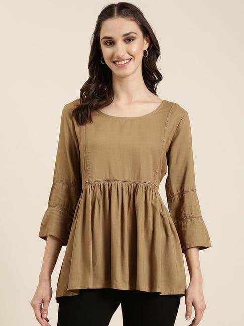 showoff brown regular fit kurti