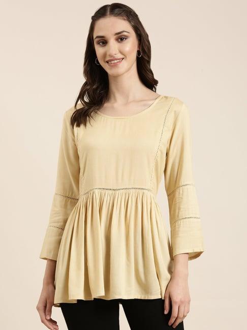 showoff beige regular fit kurti