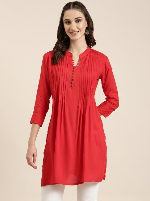 showoff red regular fit kurti