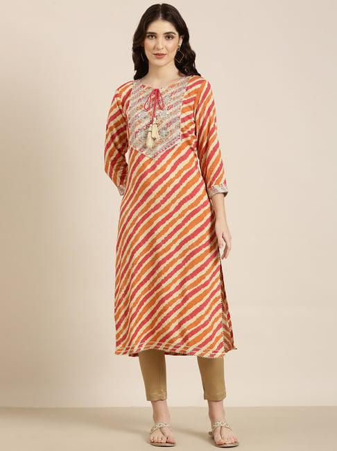 showoff orange embellished kurta