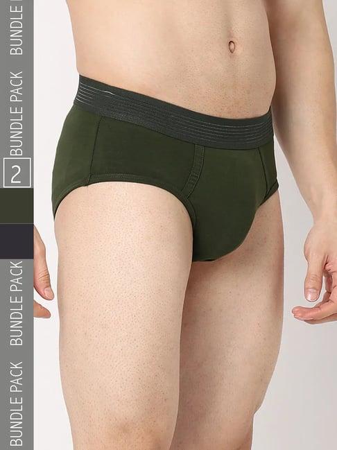 underjeans by spykar dark grey & olive briefs - pack of 2