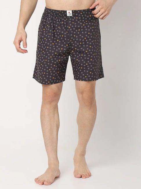 underjeans by spykar charcoal printed boxer shorts