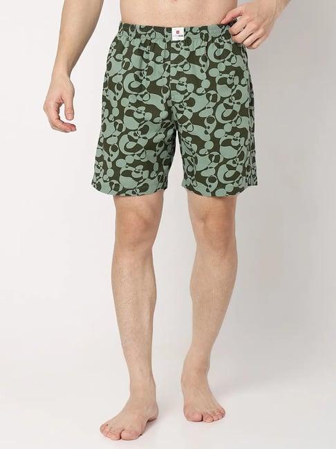 underjeans by spykar green printed boxer shorts