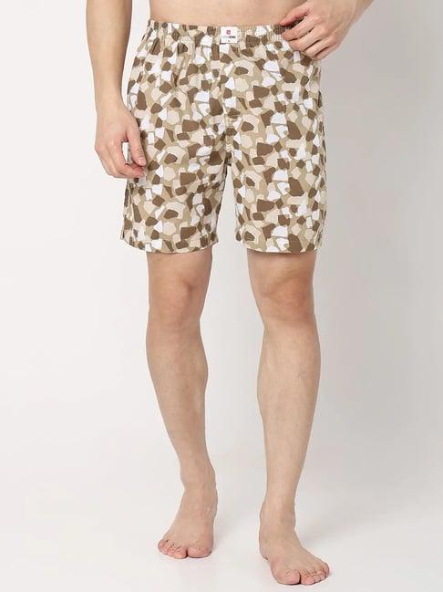 underjeans by spykar beige printed boxer shorts