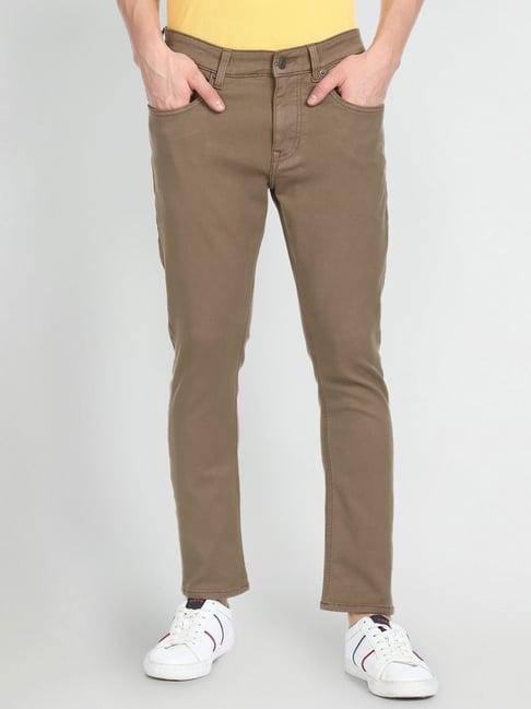 u.s. polo assn. denim co. brown cotton tapered fit jeans