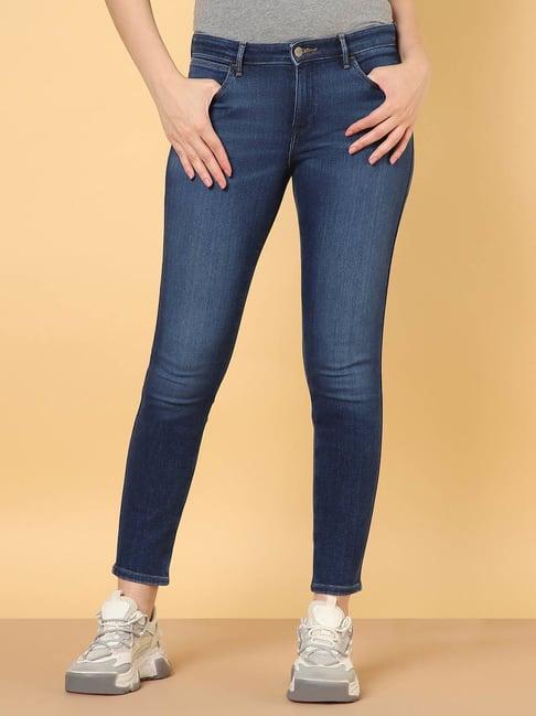 wrangler blue skinny fit mid rise jeans