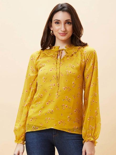 globus yellow floral print top