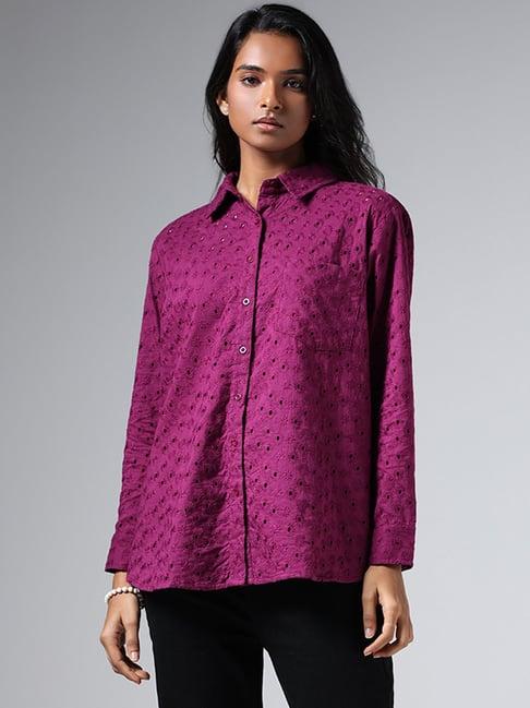 lov by westside plum schiffli shirt